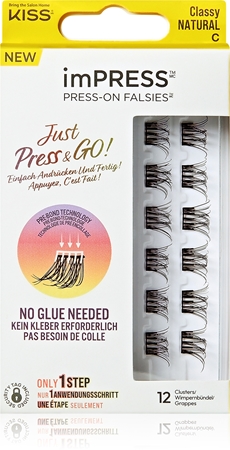 

Пучки ресниц без узлов KISS imPRESS Just Press & GO !, Classy Natural 12 szt.