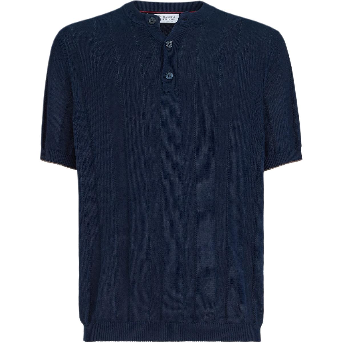 

Рибленый топ Henley Brunello Cucinelli, marine синий