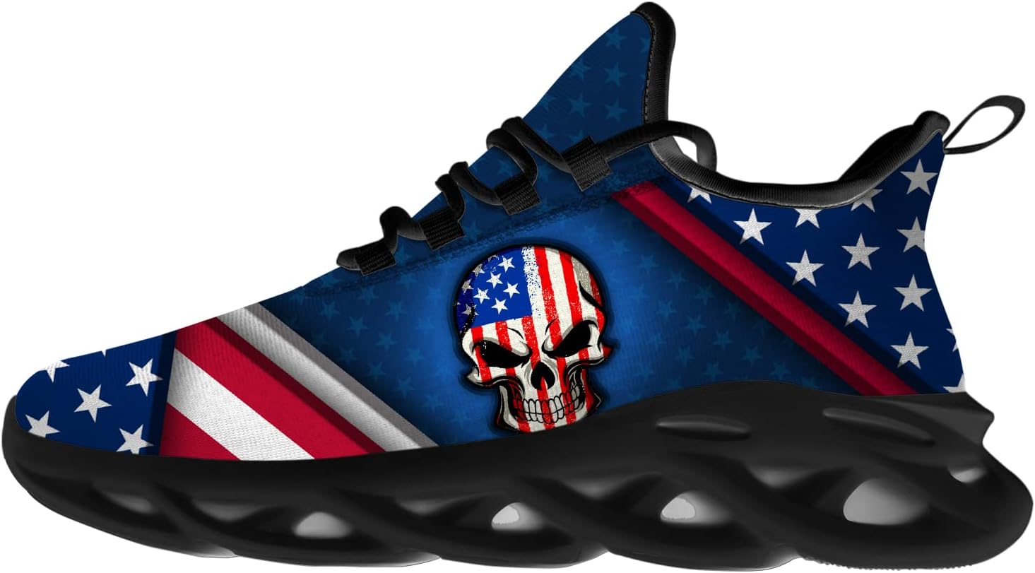 

Кроссовки с американским флагом для мужчин и женщин для бега по дороге, спорта, ходьбы, тенниса, кросс-тренинга. Подарки на 4 июля для него и для нее Ciadoon, Multicolor