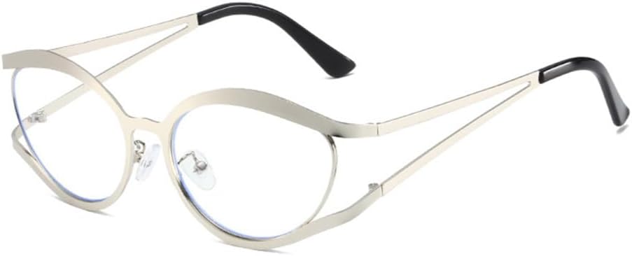 

Ретро-солнцезащитные очки в форме «кошачий глаз» с полой металлической оправой для женщин и мужчин с защитой от УФ-излучения UV400. Солнцезащитные очки для вождения LANGSER, Silver Clear