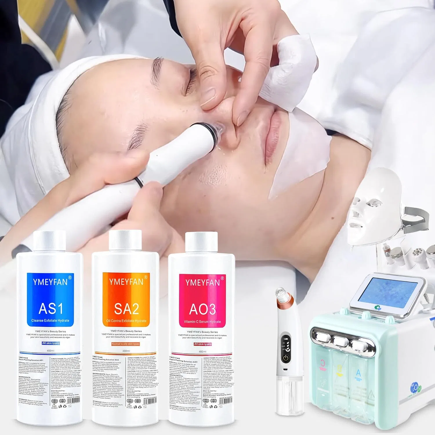 Сыворотка Ymeyfan — Растворы AS1 SA2 AO3 для аквапилинга Aquafacial Hydro Facial Machine, 400 мл — фото 4