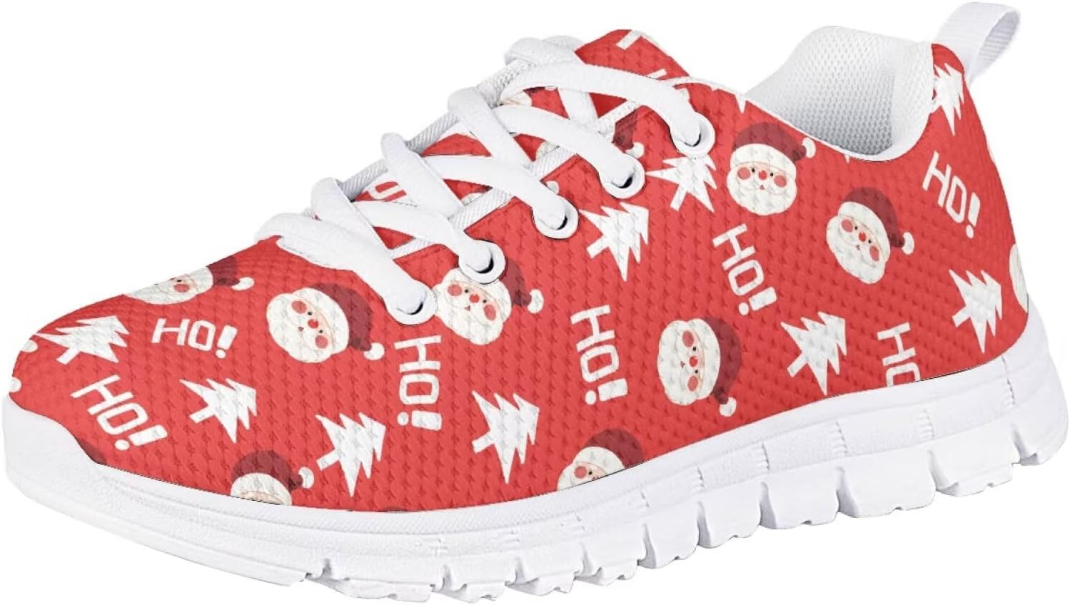

Кроссовки Forchrinse для мальчиков и девочек на Рождество, детские шнурованные теннисные кроссовки, легкие, дышащие, для ходьбы и бега, красный