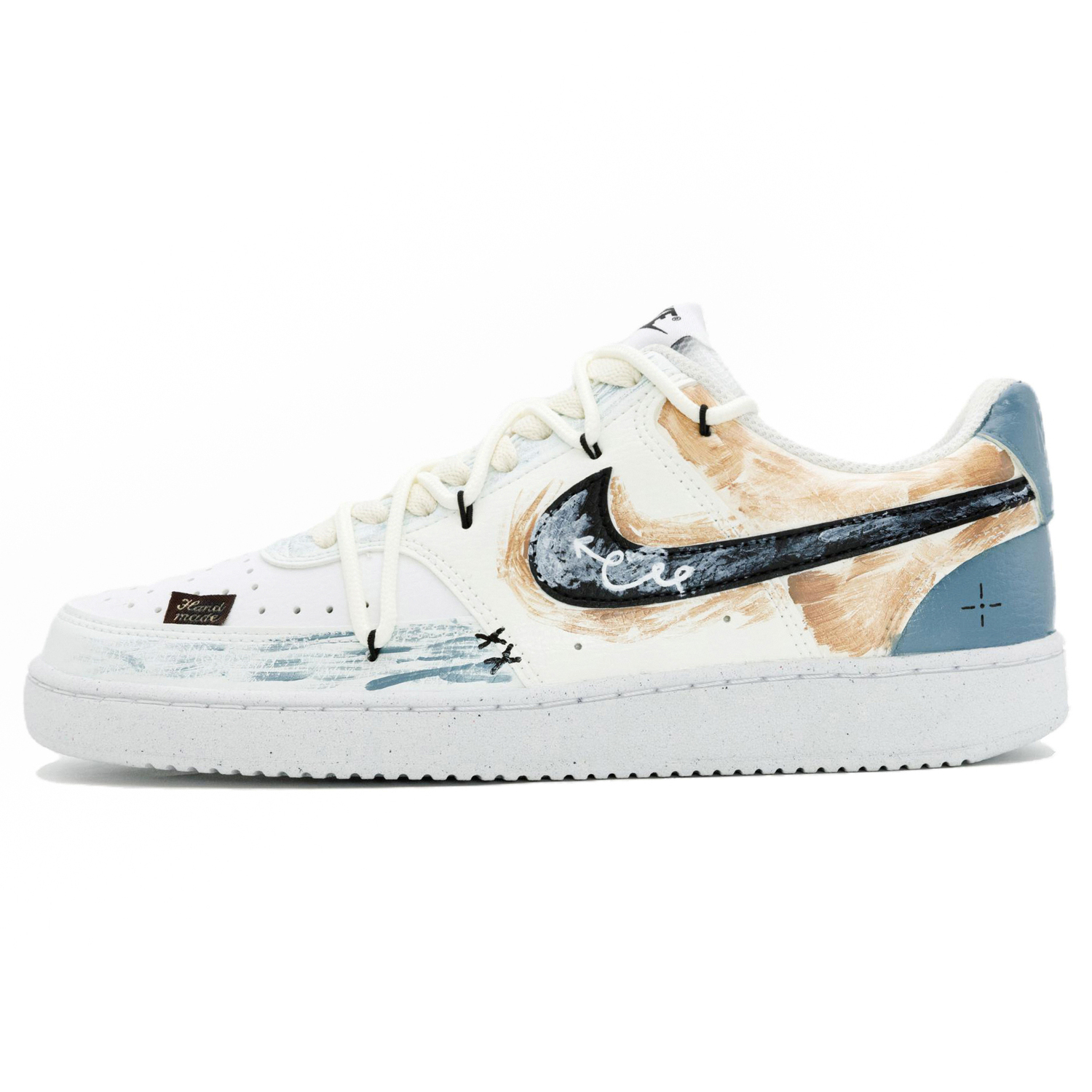 

Court Vision 1 - универсальные, модные, с волнообразным рисунком, износостойкие, нескользящие, низкие кроссовки для скейтбординга, унисекс Nike, синий белый