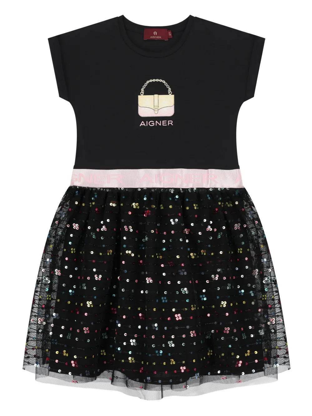 

Платье из эластичного хлопка с логотипом Aigner Kids, черный