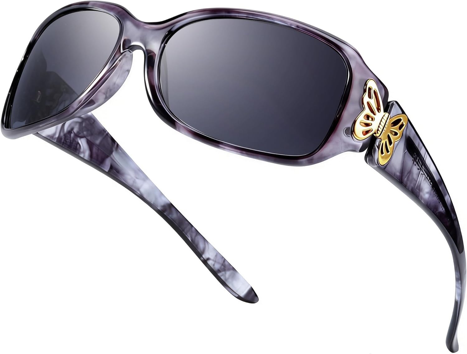 

Поляризованные солнцезащитные очки LVIOE для женщин, модный дизайн с бабочками, для вождения и рыбалки, защита от УФ-излучения 99,99%, A17 Ink Flower Frame Polarized Womens Sunglasses