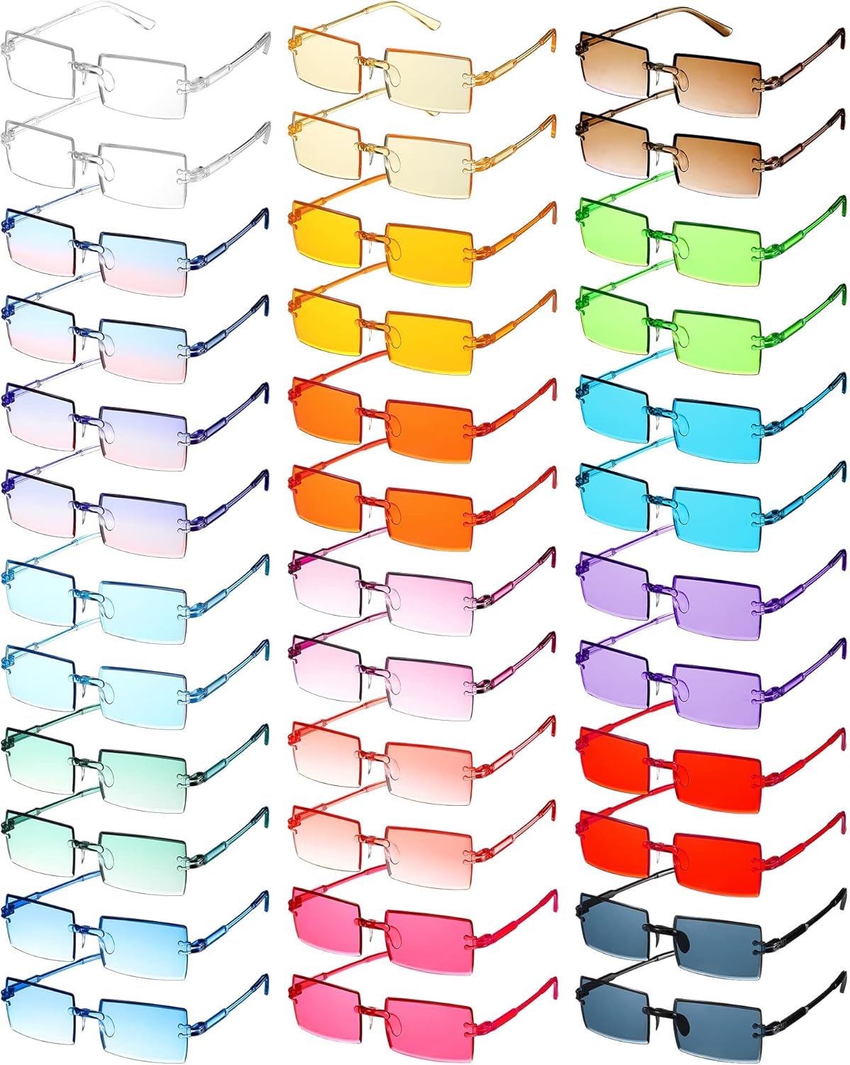 

Солнцезащитные очки LEIFIDE, 36 пар, без оправы, прямоугольной формы, пластиковые, винтажные, конфетного цвета, для женщин, мужчин и унисекс, защита от солнца, разноцветные, Classic Colors