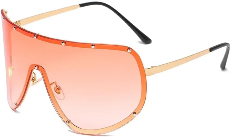 

Цельные солнцезащитные очки для женщин и мужчин, модные, в большой оправе, ветрозащитные очки в винтажном стиле с гвоздиками, для вождения, защита от УФ-излучения UV400 KTUCN, F