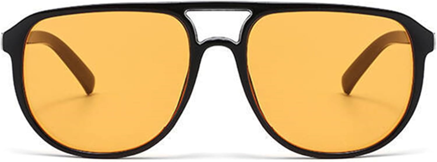 

Солнцезащитные очки Bullabulling в стиле ретро, ​​квадратные, пилотские, женские и мужские, винтажные, 70-е, модные, в пластиковой оправе, с защитой от УФ-излучения UV400, Black/Orange