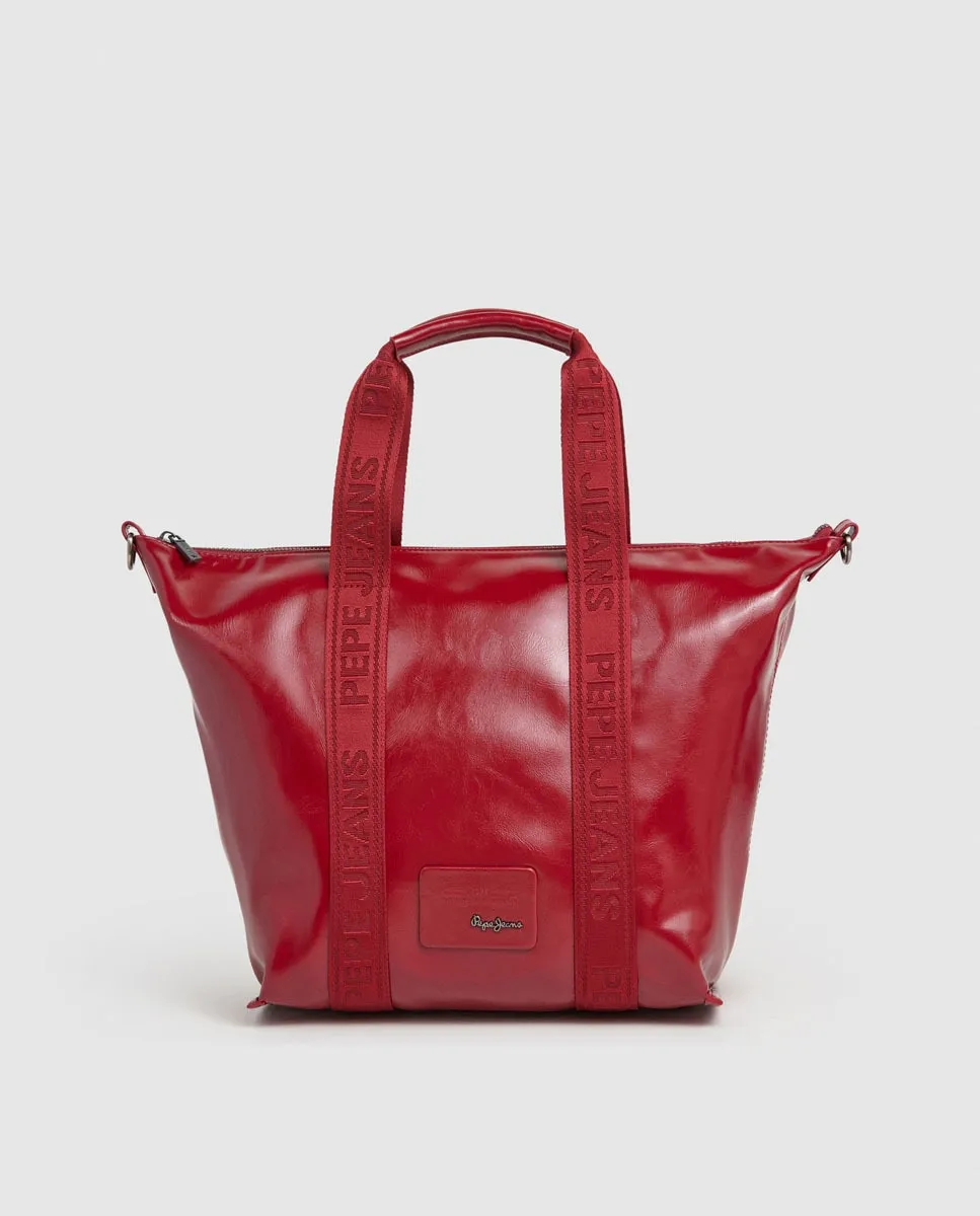 

Женская сумка-боулинг Chelsea Glossy с блестками и двойной ручкой Pepe Jeans, красный