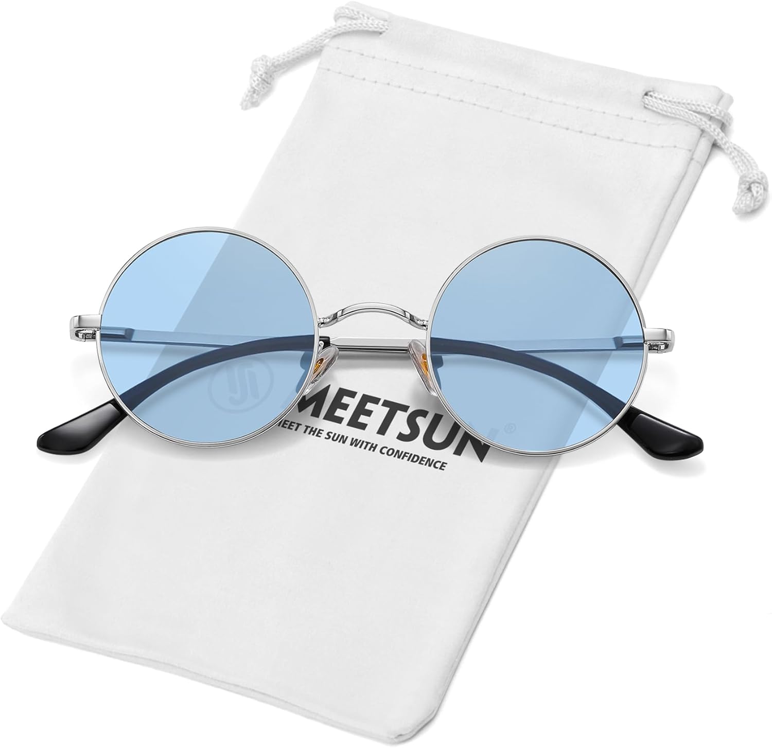 

Солнцезащитные очки MEETSUN маленькие круглые поляризованные для мужчин и женщин, металлические, в стиле ретро, ​​хиппи, круглые, для вождения, фестивалей, косплея, UV400, Silver / Blue
