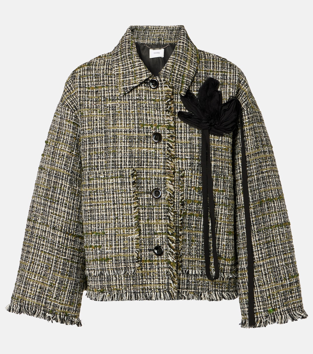 

Твидовый жакет с цветочной аппликацией Erdem, Dark Olive