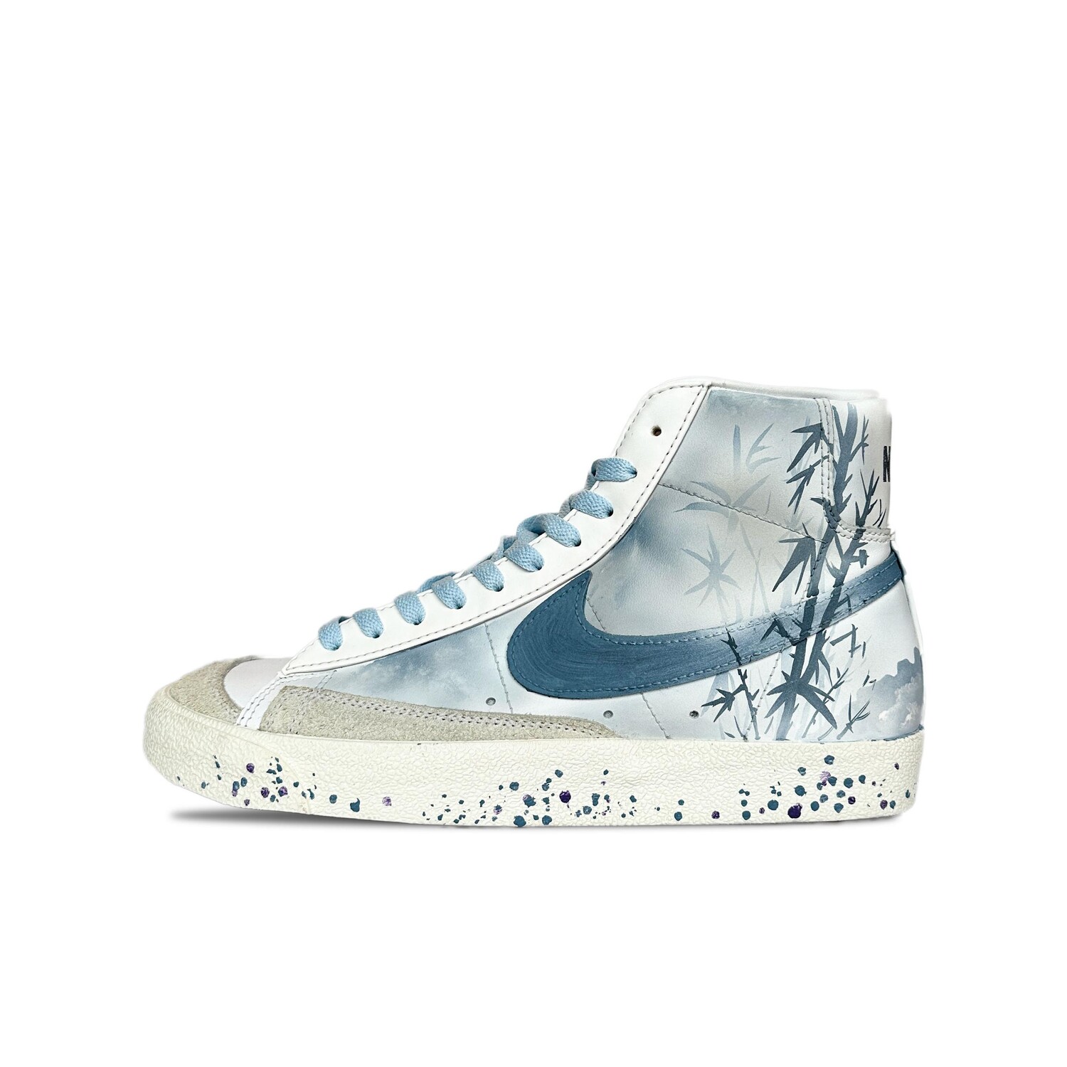 

Кроссовки Nike Blazer Skateboarding Shoes Unisex Mid-top White/grayish Blue, синий