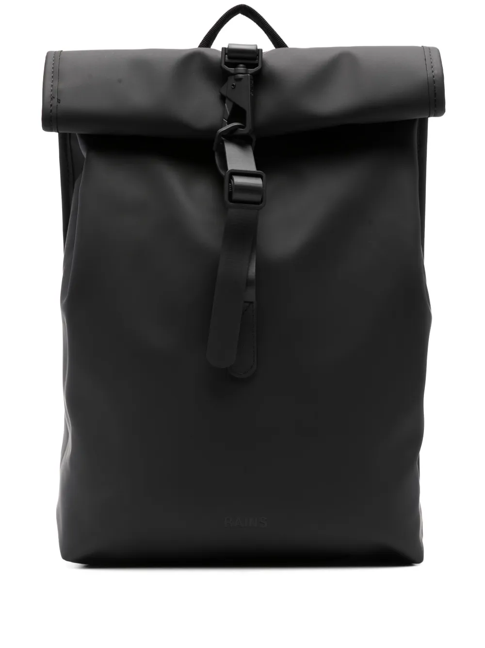 

Мини-рюкзак Rolltop Rucksack с тисненым логотипом Rains, черный