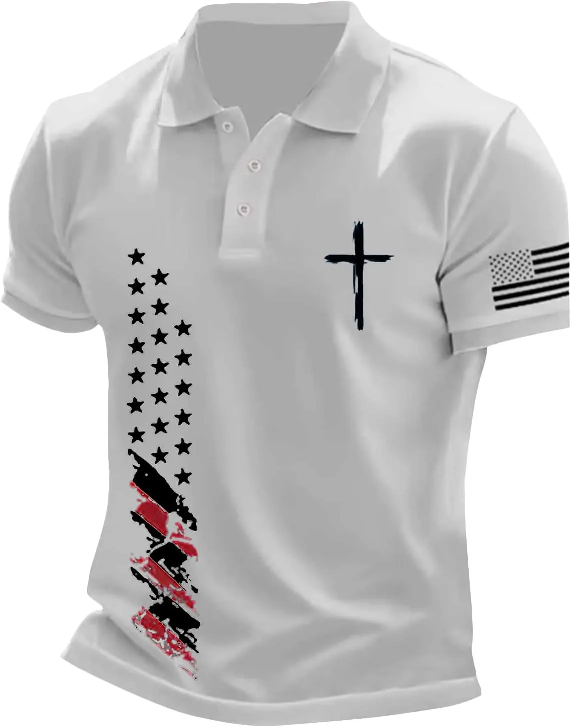 

Мужская поло Distressted Star Stripes Christian Faith Cross, Slim, короткий рукав HJINGSUN