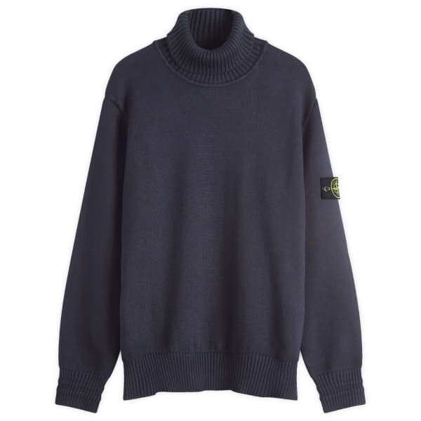 

Зимний хлопковый свитер с высоким воротом Stone Island, синий