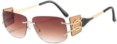 

Винтажные модные солнцезащитные очки без оправы, градиентные, с защитой от УФ-излучения UV400, летние, для путешествий, для женщин, цвет «чай», один размер MTZJH, One Color