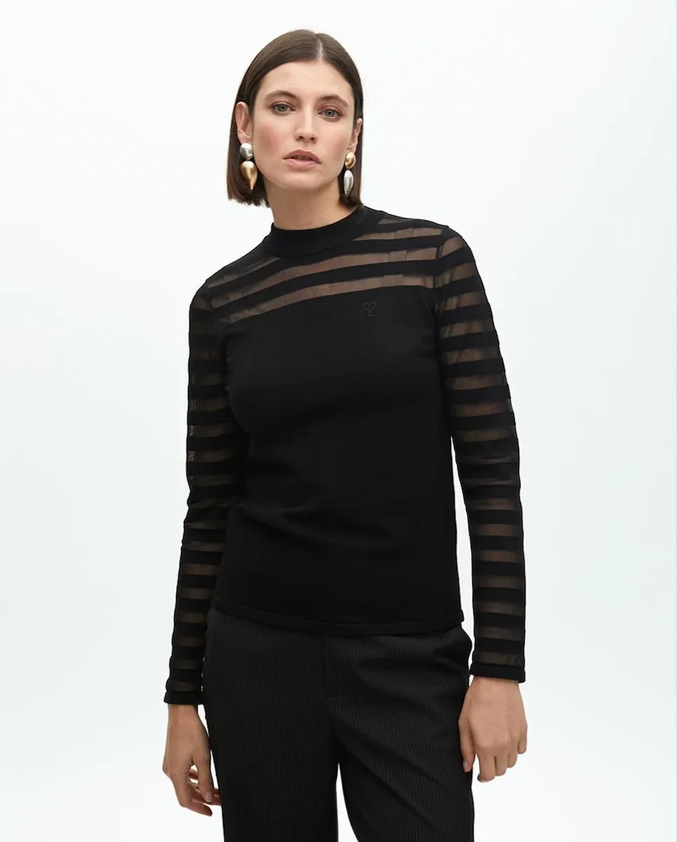 

Женский джемпер из тонкого трикотажа с прозрачными вставками Lola Casademunt, черный