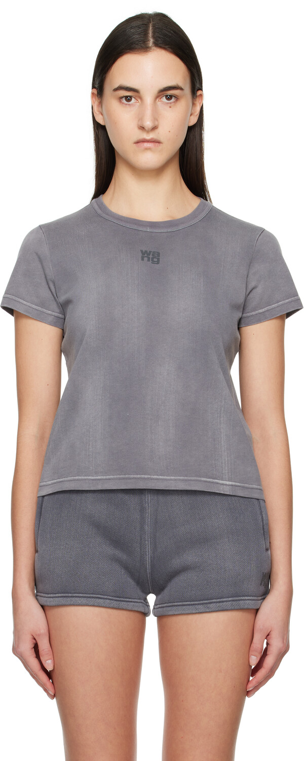 

Футболка серая Puff Logo hrunken alexanderwang.t, Washed ashphalt