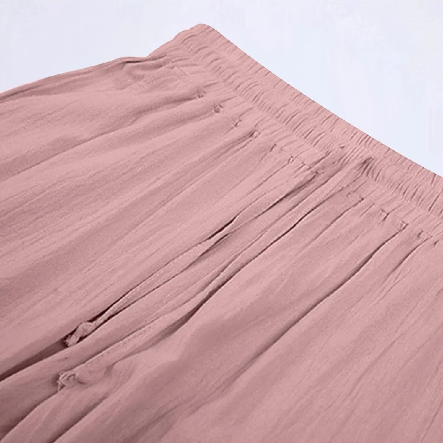 Капри мужские из хлопка и льна, легкие, на резинке, Pink — фото 4