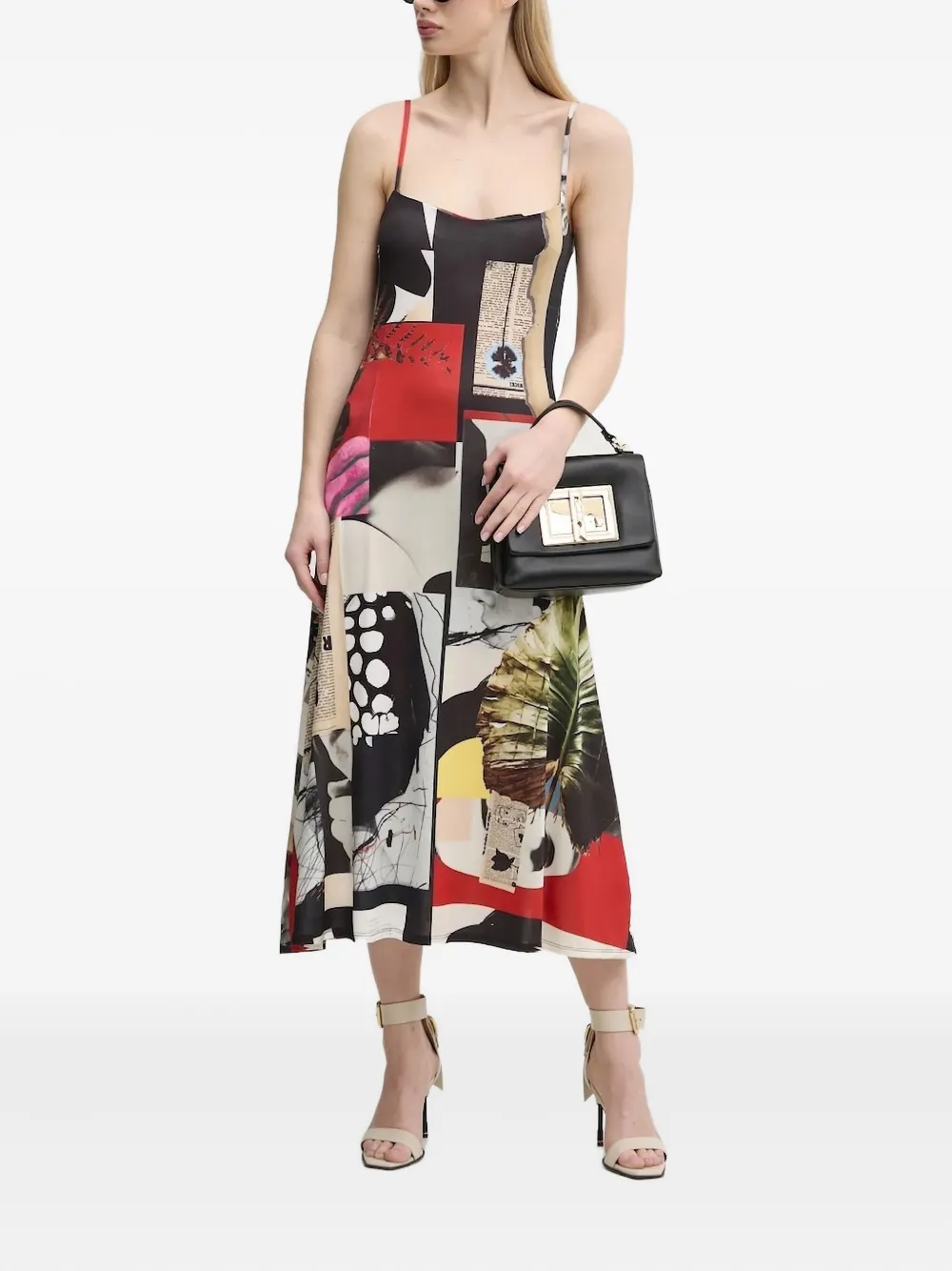 

Платье миди с принтом в технике пэчворк Desigual, черный