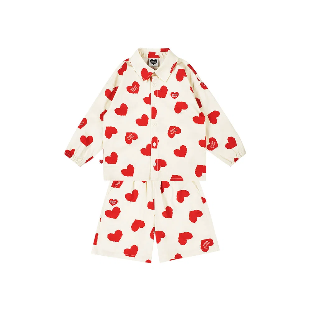 Детский комплект из рубашки и шорт Bb Heart All Over, красный, от Belita&Boys