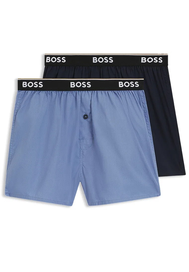 Пижамные шорты, 2 шт., хлопок, BOSS Bodywear, синий/мультиколор