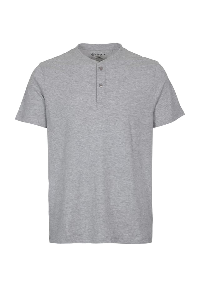 

Футболка с воротником-хенли Galeria Essentials, серый