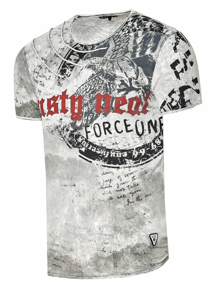 

Выцветшая серая футболка с принтом орла Rusty Neal, Серый, Выцветшая серая футболка с принтом орла Rusty Neal