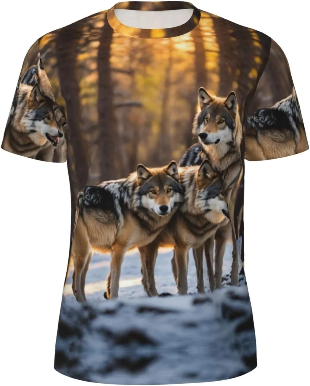 

Футболка Wolfs Print с коротким рукавом для спорта и повседневной носки LIXLZH