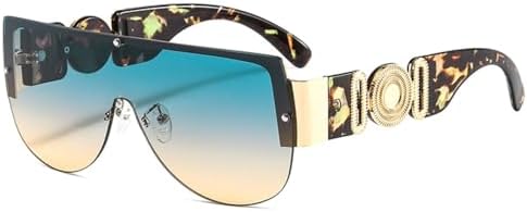 

Солнцезащитные очки для женщин и мужчин, зеленые, с леопардовым принтом, градиентные линзы, металлическая оправа, овальная форма, защита от УФ-излучения UV400 MTZJH, C6