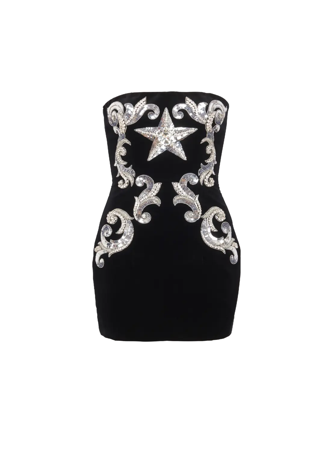 

Платье без бретелей с вышивкой "пейсли" Balmain, черный