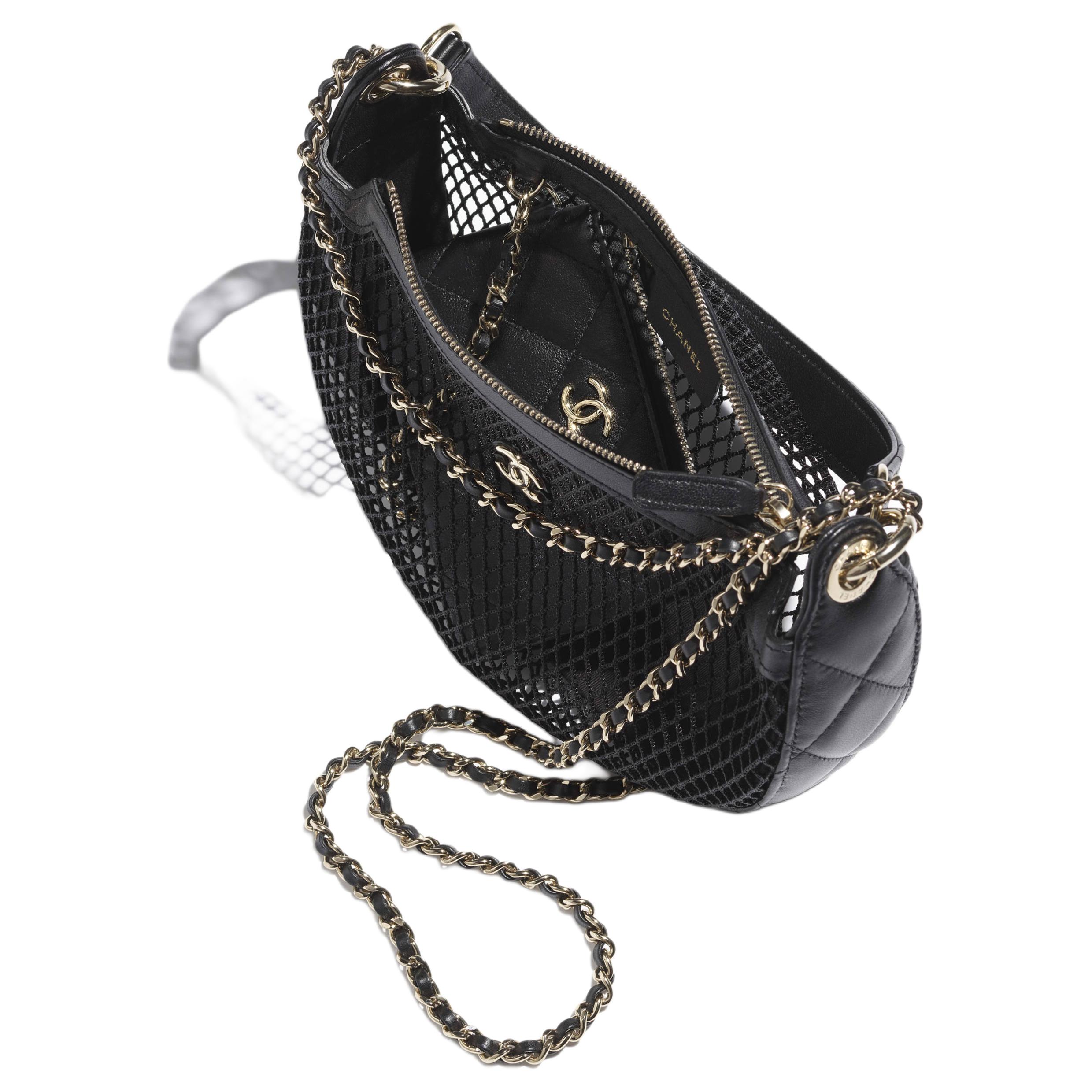 CHANEL Женская сумочка из сетки и яркой лайки с золотистым металлом Нуар Блэк — фото 3