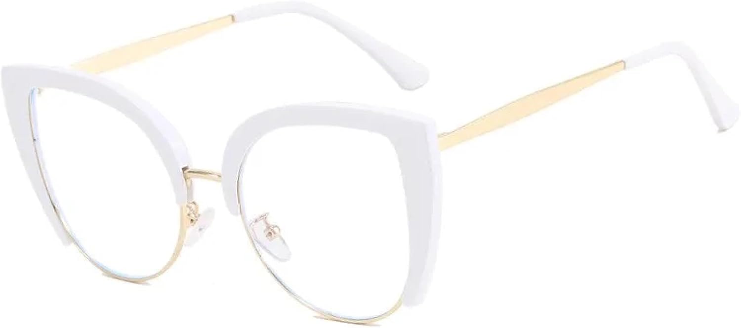 

Солнцезащитные очки с защитой от УФ-излучения UV400 | Металлическая оправа «кошачий глаз» с прозрачными линзами | Для женщин и мужчин, для занятий спортом на открытом воздухе и вождения DSVIGF, White