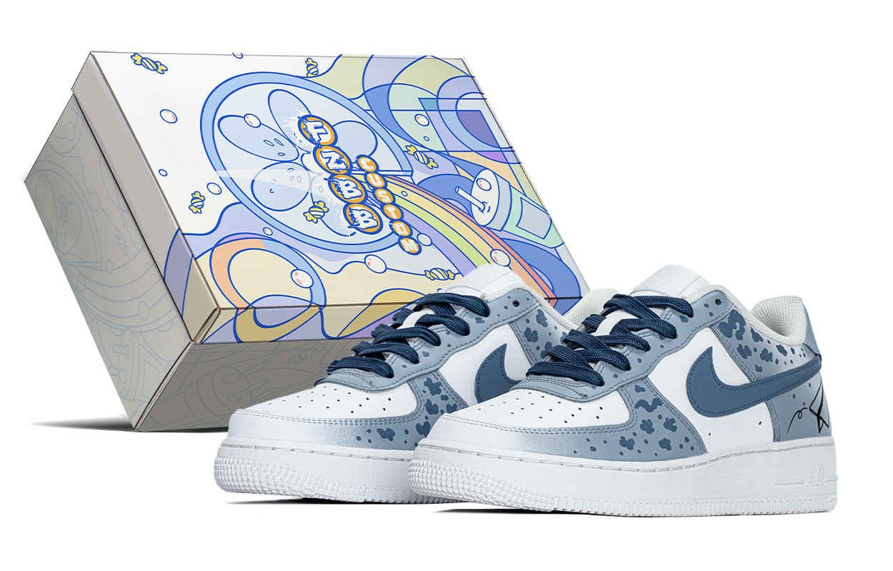 

Кроссовки Air Force 1 Ink Splatter Paper Plane с нескользящей подошвой для детей и подростков Nike, синий