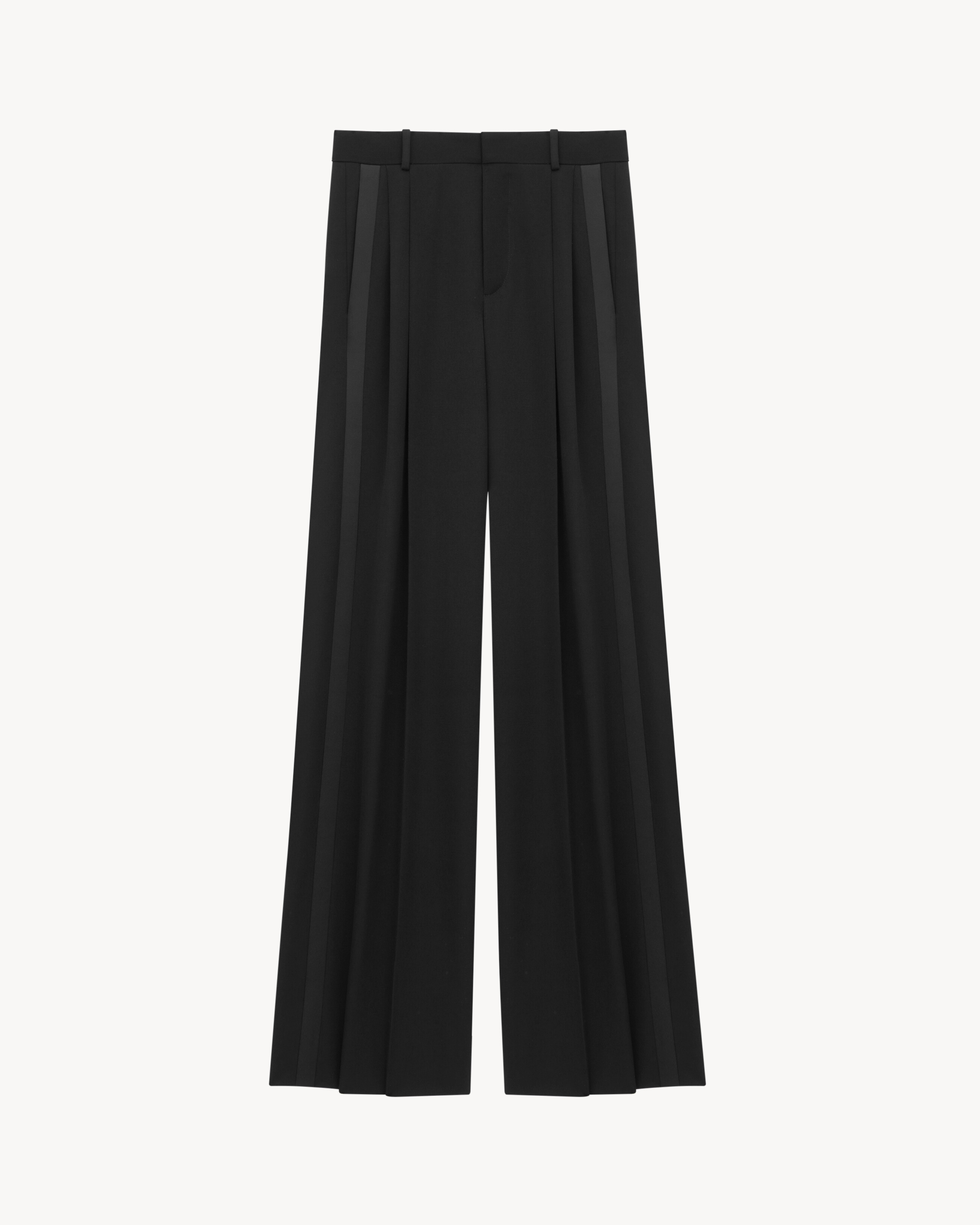 Широкие смокинговые брюки из ткани "гран де пудр" Saint Laurent, черный