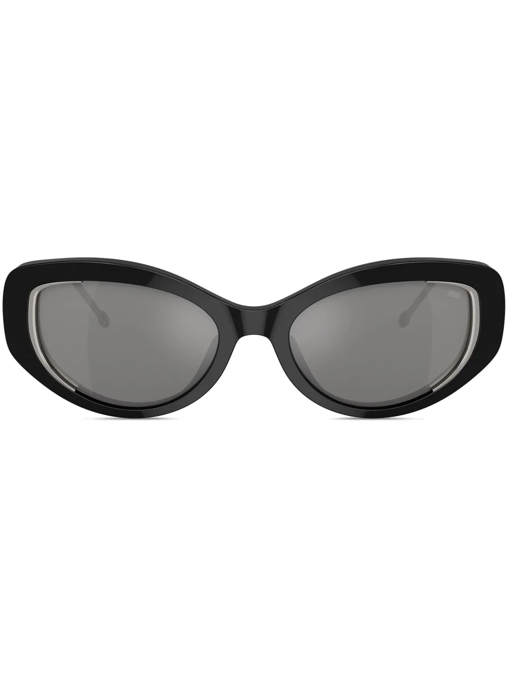 

Солнцезащитные очки в оправе 'кошачий глаз' с логотипом Diesel, черный