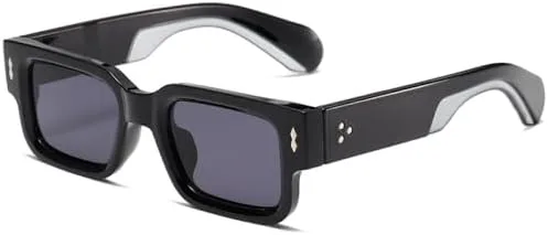 

Винтажные модные маленькие прямоугольные солнцезащитные очки для мужчин с заклепками, квадратные солнцезащитные очки для женщин, черные, женские MTZJH, C1