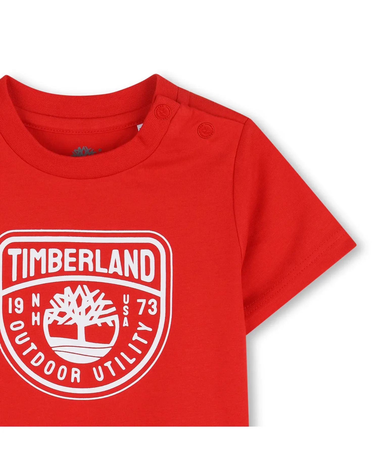 Футболка для мальчика с короткими рукавами и рисунком спереди из хлопка Timberland, красный — фото 2