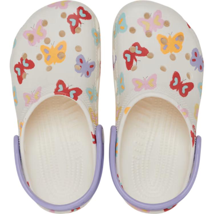Классические противоскользящие износостойкие низкие детские сандалии Clog Kids' Crocs, экрю — фото 3