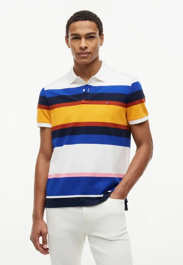 Поло Tommy Hilfiger, модель Varied Roadmap, синяя полоска / мульти 02
