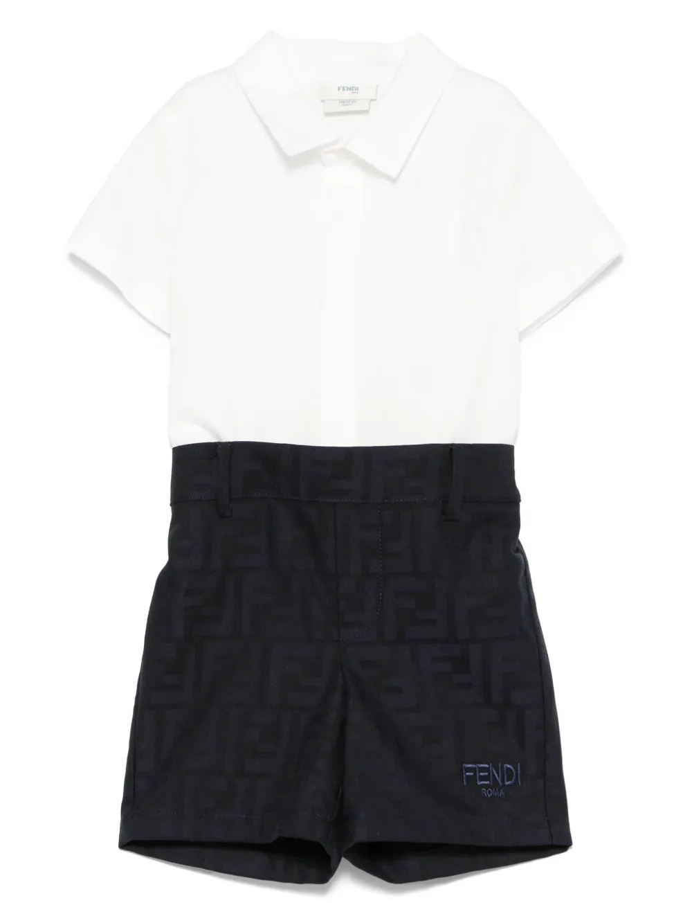 

Комплект из рубашки и шортов с логотипом FF FENDI KIDS, белый