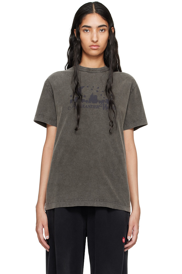 

Футболка с принтом "разрушенный горизонт" Alexander Wang, цвет washed charcoal