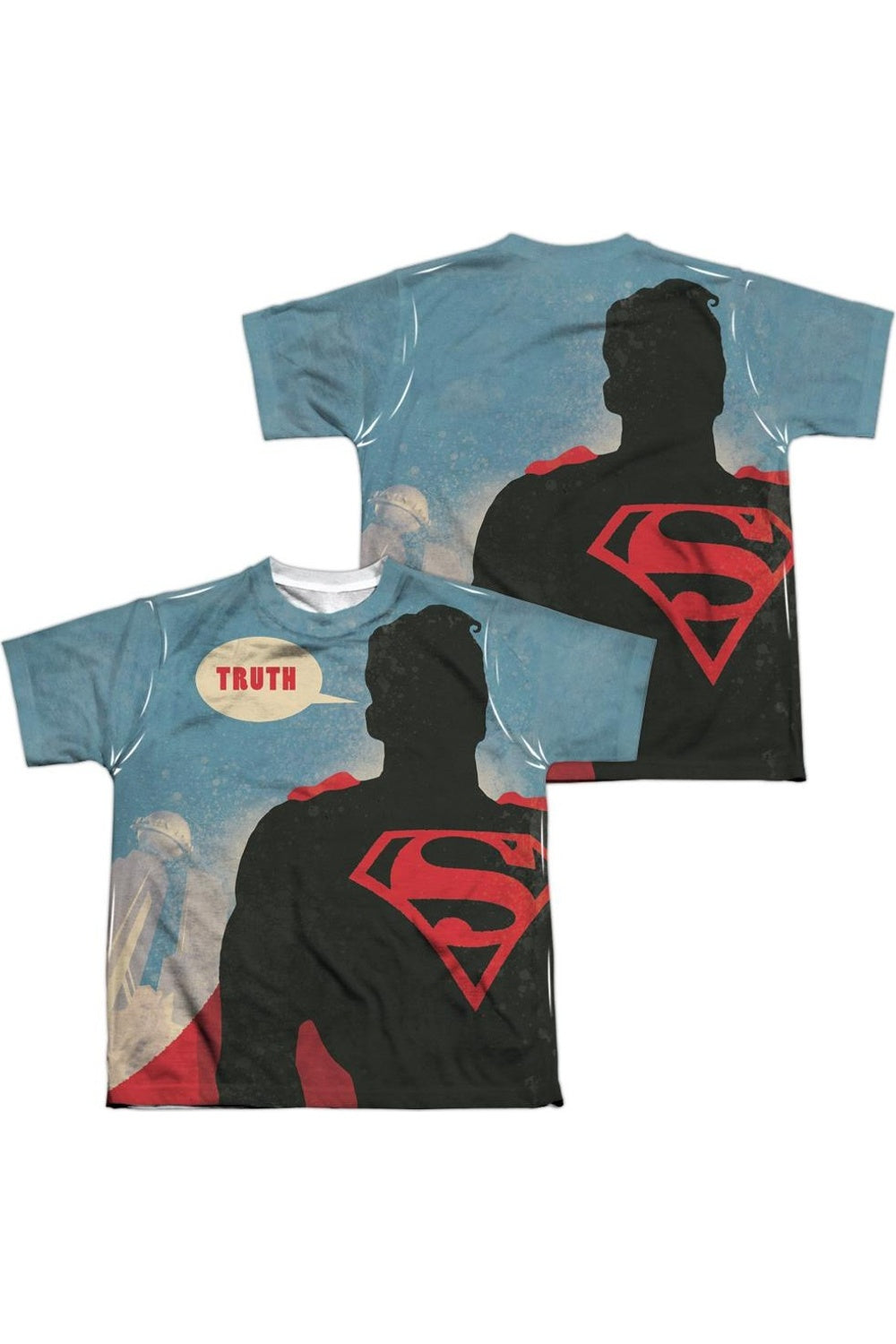 

Футболка с коротким рукавом для детей с принтом "Superman Truth" (спереди и сзади) Gildan, белый