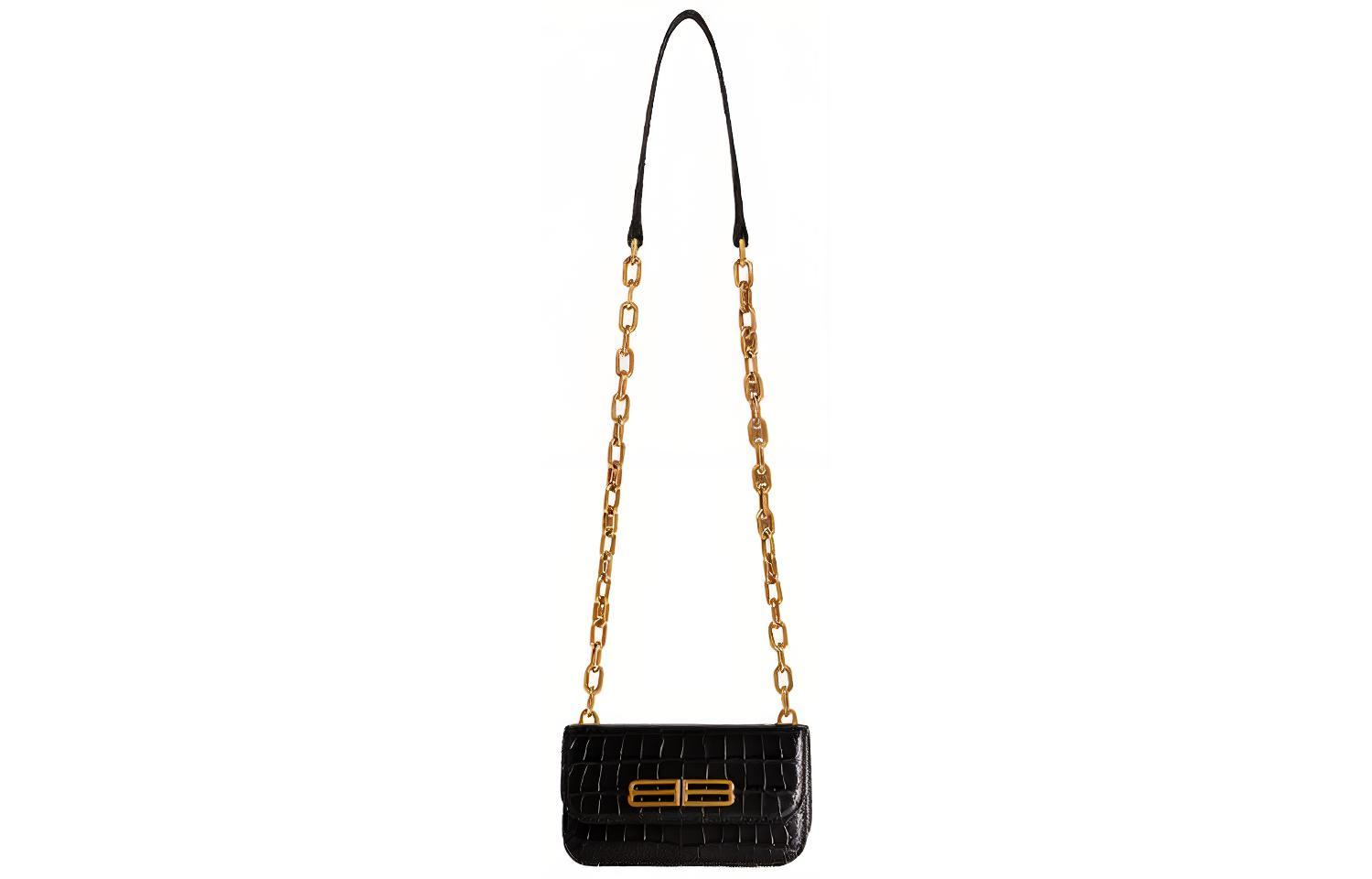 Сумка Balenciaga Gossip Cow из кожи с цепью, через плечо, кроссбоди, ультрамаленькая, женская, черная — фото 2