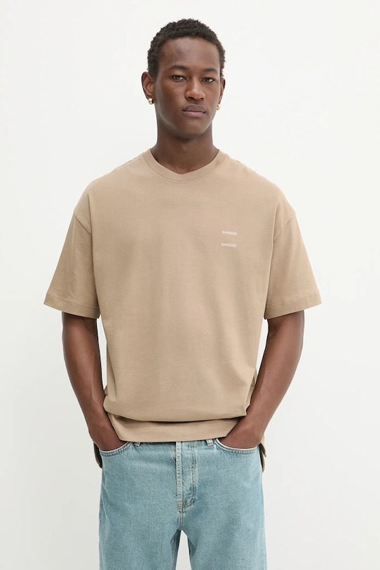 

Хлопковая футболка JOEL Samsoe Samsoe, бежевый