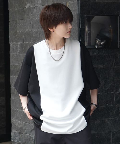 

Футболка-пончо с коротким рукавом, свободный силуэт, драпировка, однотонная Confirm, белый/черный