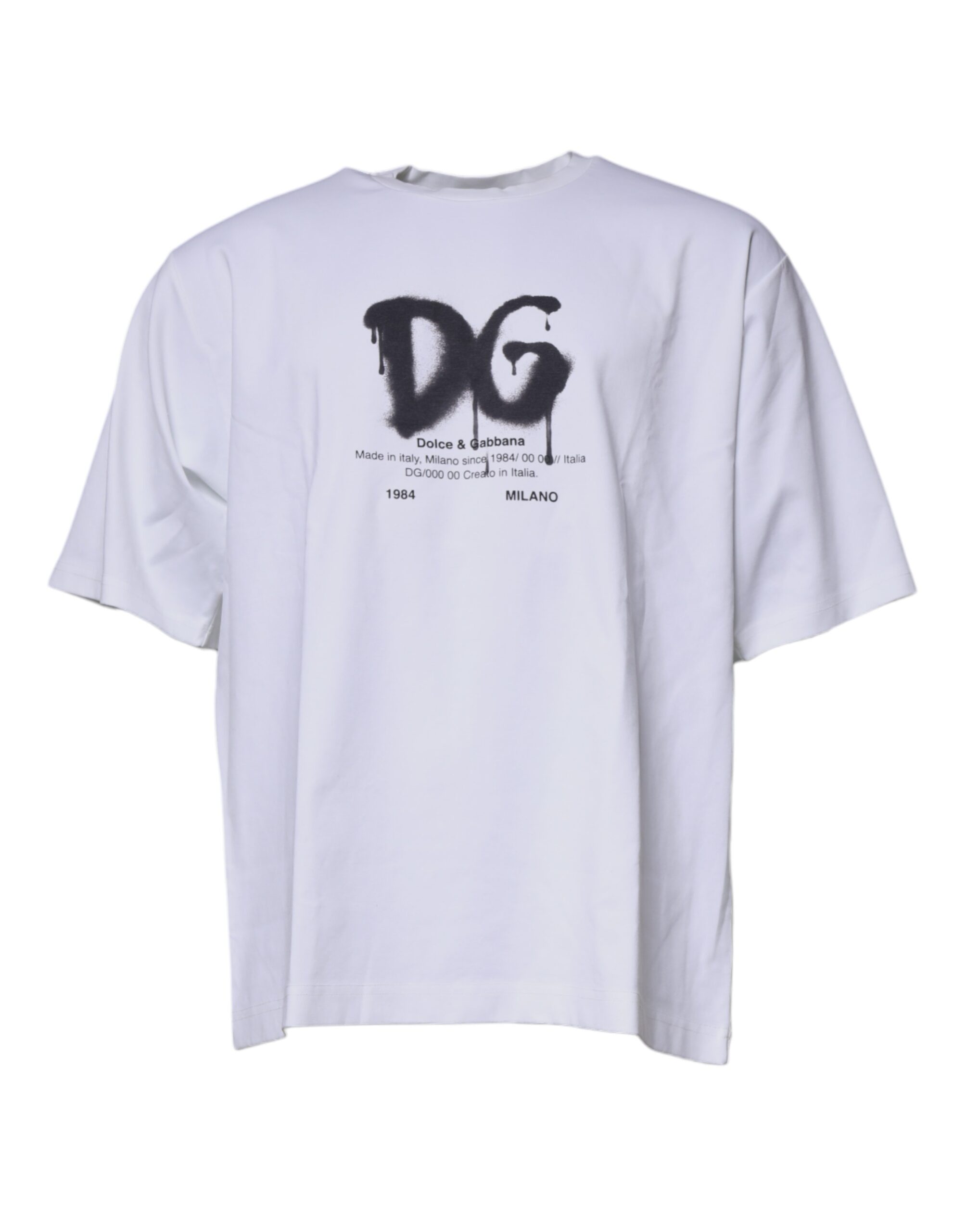 

Белая хлопковая футболка с круглым вырезом и логотипом DG Dolce & Gabbana