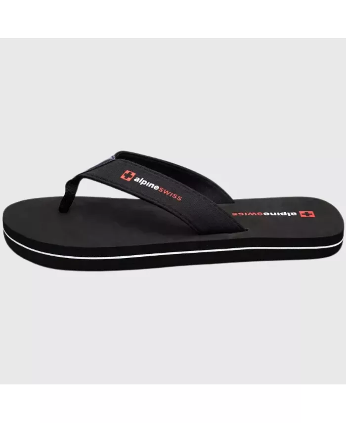 Мужские шлепанцы Flip Flops, легкие сланцы с перемычкой между пальцами. Пляжные сандалии на подошве из EVA для комфорта. Прочные шлепанцы для мужчин, повседневная обувь для бассейна и улицы Alpine Swiss, черный — фото 2