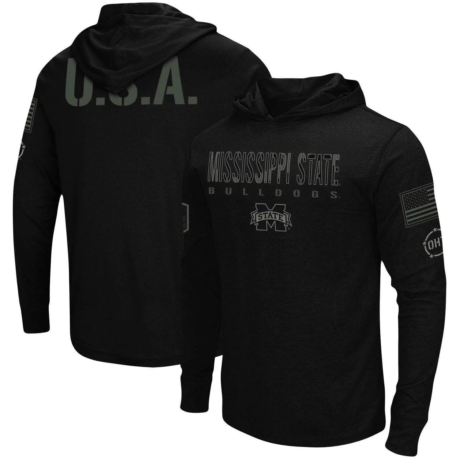 

Мужская черная футболка с длинным рукавом с капюшоном Mississippi State Bulldogs OHT Military Appreciation Colosseum, Черный, Мужская черная футболка с длинным рукавом с капюшоном Mississippi State Bulldogs OHT Military Appreciation Colosseum