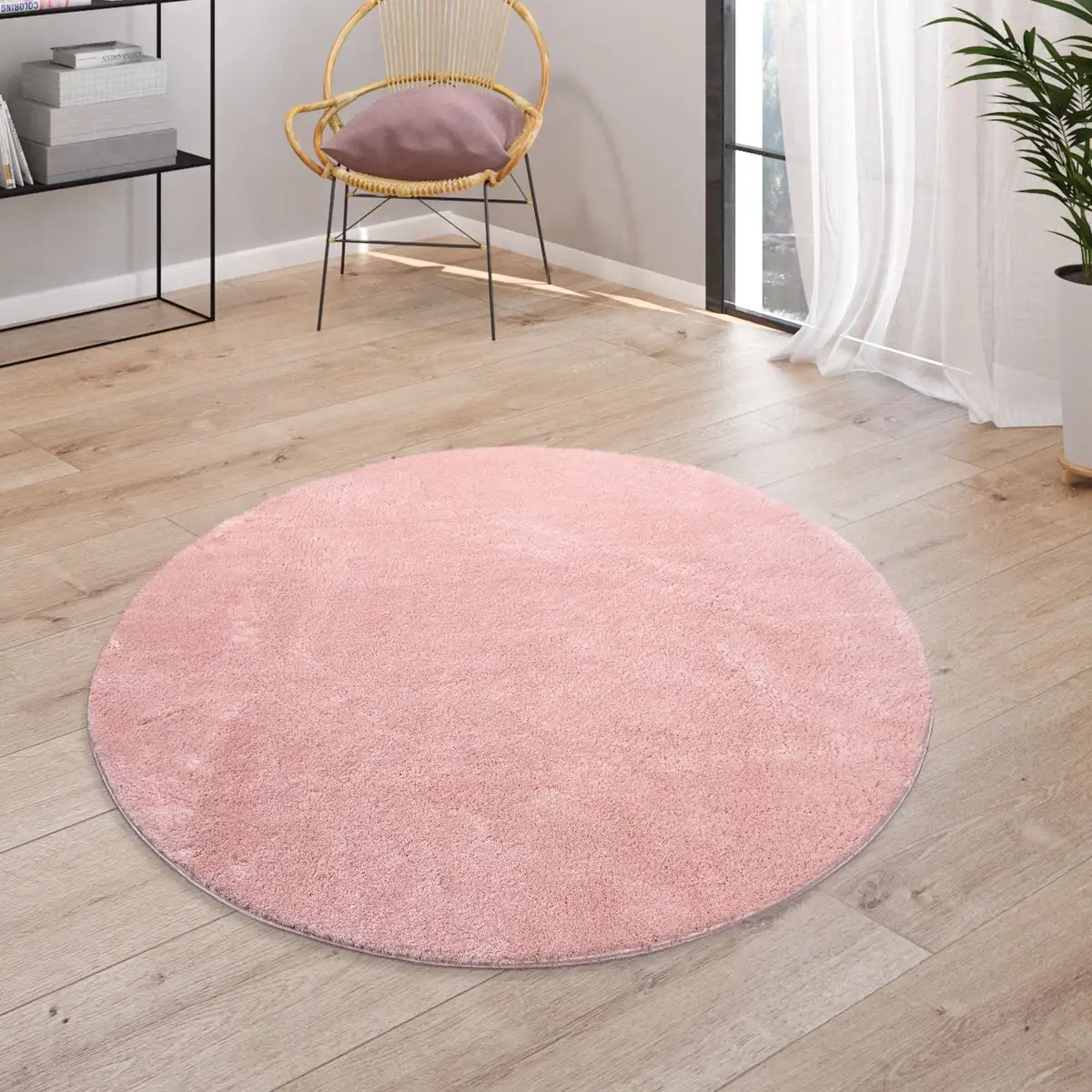 

Ковер Paco Home "Cadiz 630", круглый, короткий ворс, однотонный, особо мягкий, можно стирать, гостиная Ø 120 см, цвет rosé